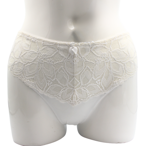 Eleganckie białe figi z koronką Amoena Rebeca