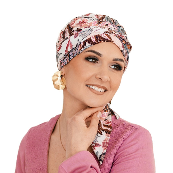 Chusta przeciwsłoneczna turban po utracie włosów na lato Amy Mousseline