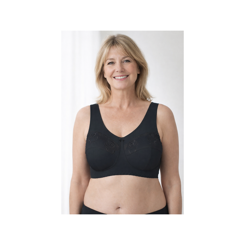 Biustonosz protetyczny do protez piersi w kwiaty czarny Natalia Thuasne