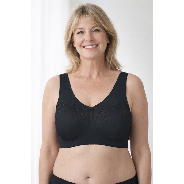 Biustonosz protetyczny do protez piersi w kwiaty czarny Natalia Thuasne